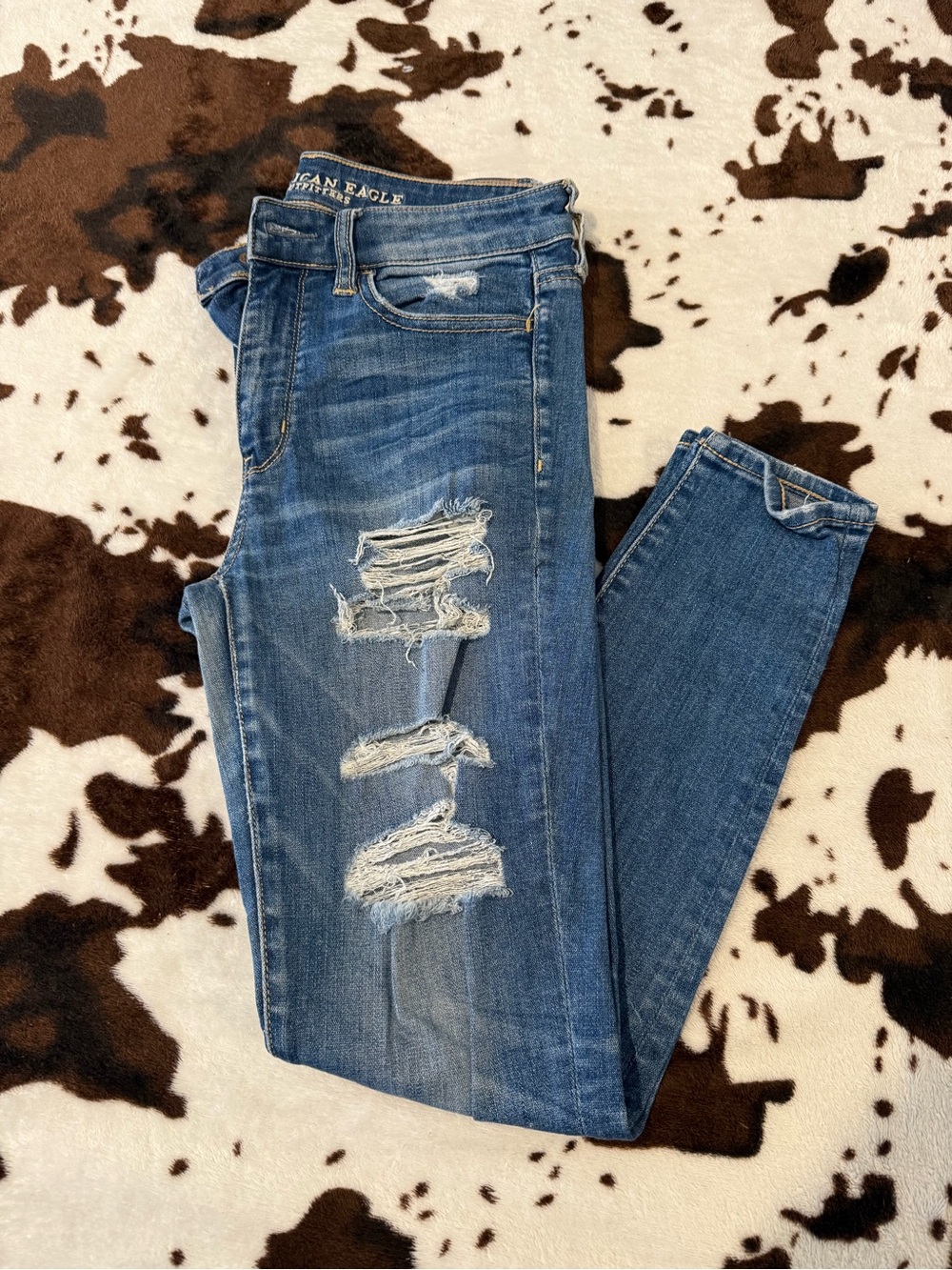 American Eagle Outfitters Blue Distressed Skinny Jeans short